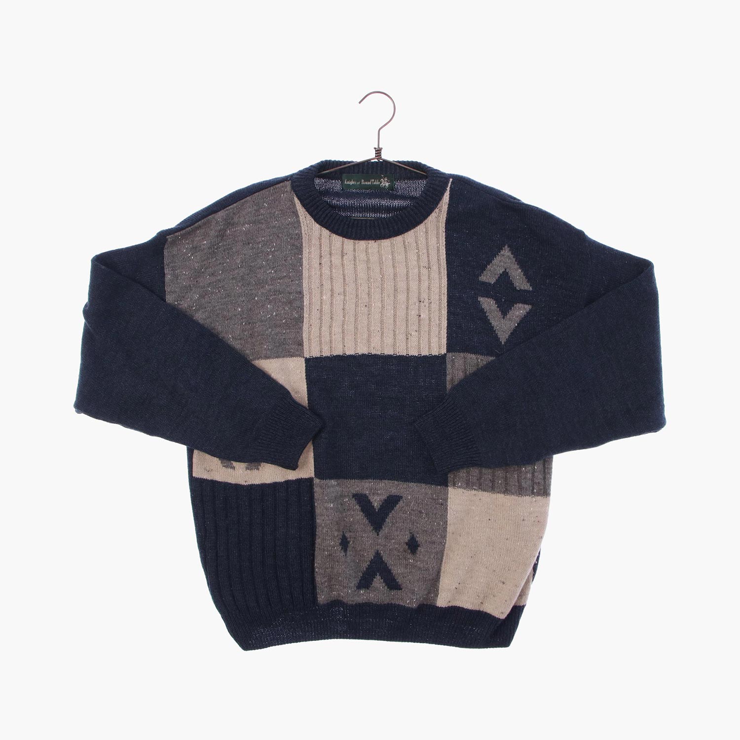 울 라운드 패턴 니트/스웨터 공용 XL 빈티지톡